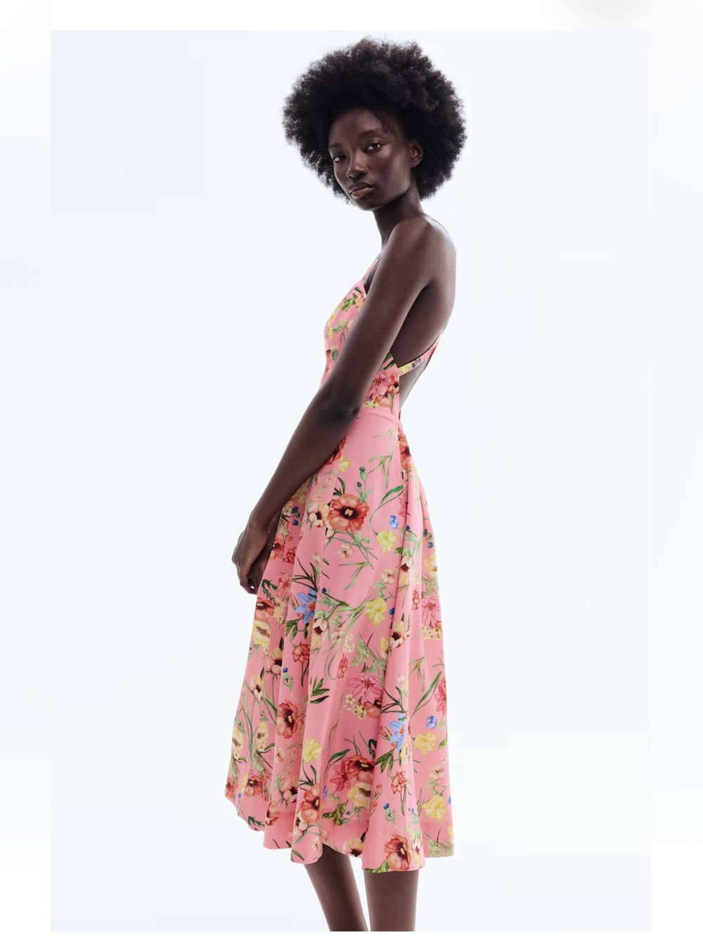FLARED LINEN-BLEND DRESS